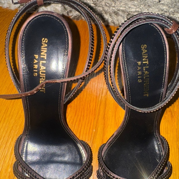 NWOT Saint Laurent Ava sandals in crepe satin with rhinestones - Picture 9 of 13